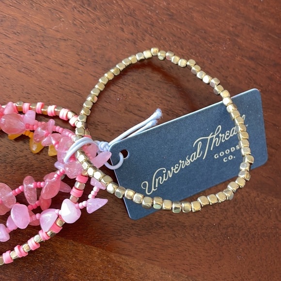 Universal Thread pink bracelets set of 5 semi precious stones jewelry New - Picture 3 of 5